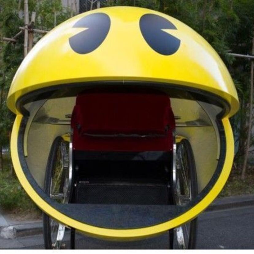 人気ゲームキャラクター「パックマン」が人力車になって浅草を駆け巡る！ゴーストが写り込む仕掛けあり！！