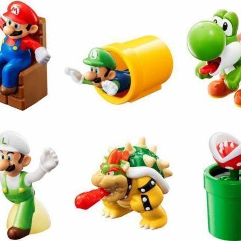 「スーパーマリオ」のおもちゃがマクドナルドのハッピーセットで登場！マリオとピーチのデザインボックス入り