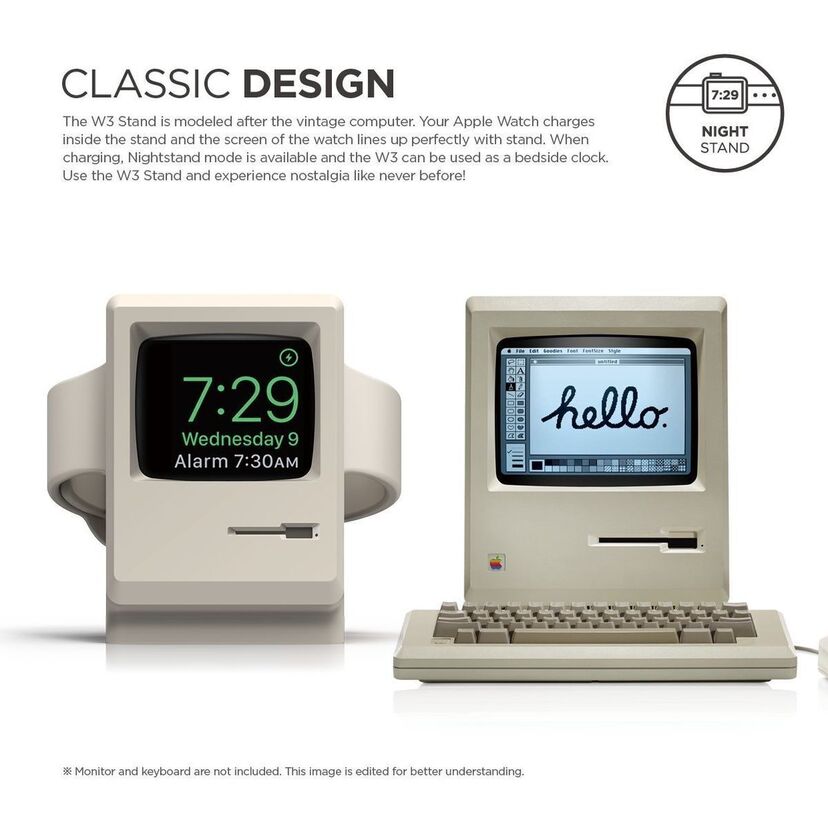 初代Macintosh、「Apple Watch」の充電キットに！ミニチュアサイズのスタンドになって登場！！