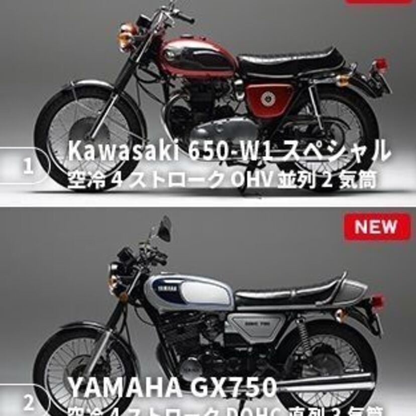 「Kawasaki 650-W1 スペシャル」 「YAMAHA　GX750」懐かしの名車２台の動画を公開！！