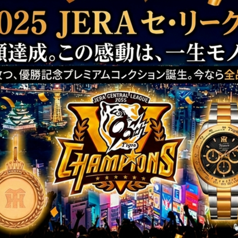 阪神優勝の歓喜を永遠に！天然ダイヤ×黄金の記念腕時計など、限定「黄金グッズ」5種が予約開始